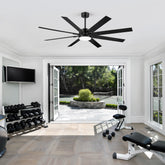 68-inch 8-Blade Integrated LED Ceiling Fan with Light Remote, 6“and 12” Downrods Included